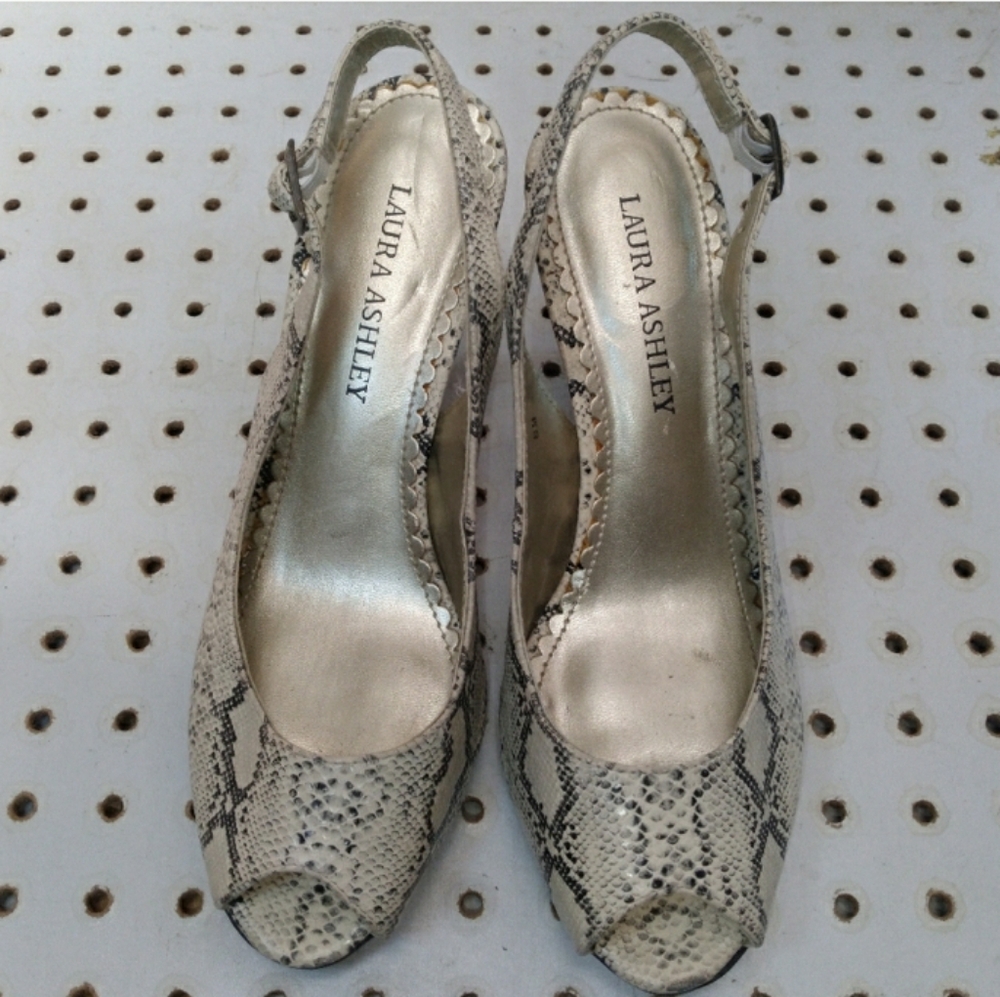 Laura Ashley | Snakeskin Print Sandals | Women's Slingback 3.5" High Heel Pump